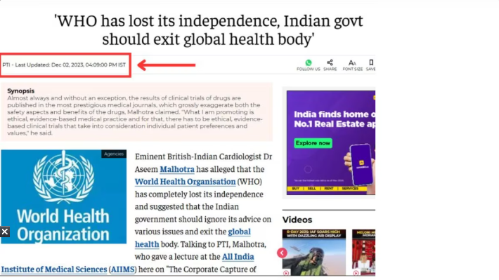 FACT CHECK: No, India Has Not Announced Plans to Exit the World Health Organization