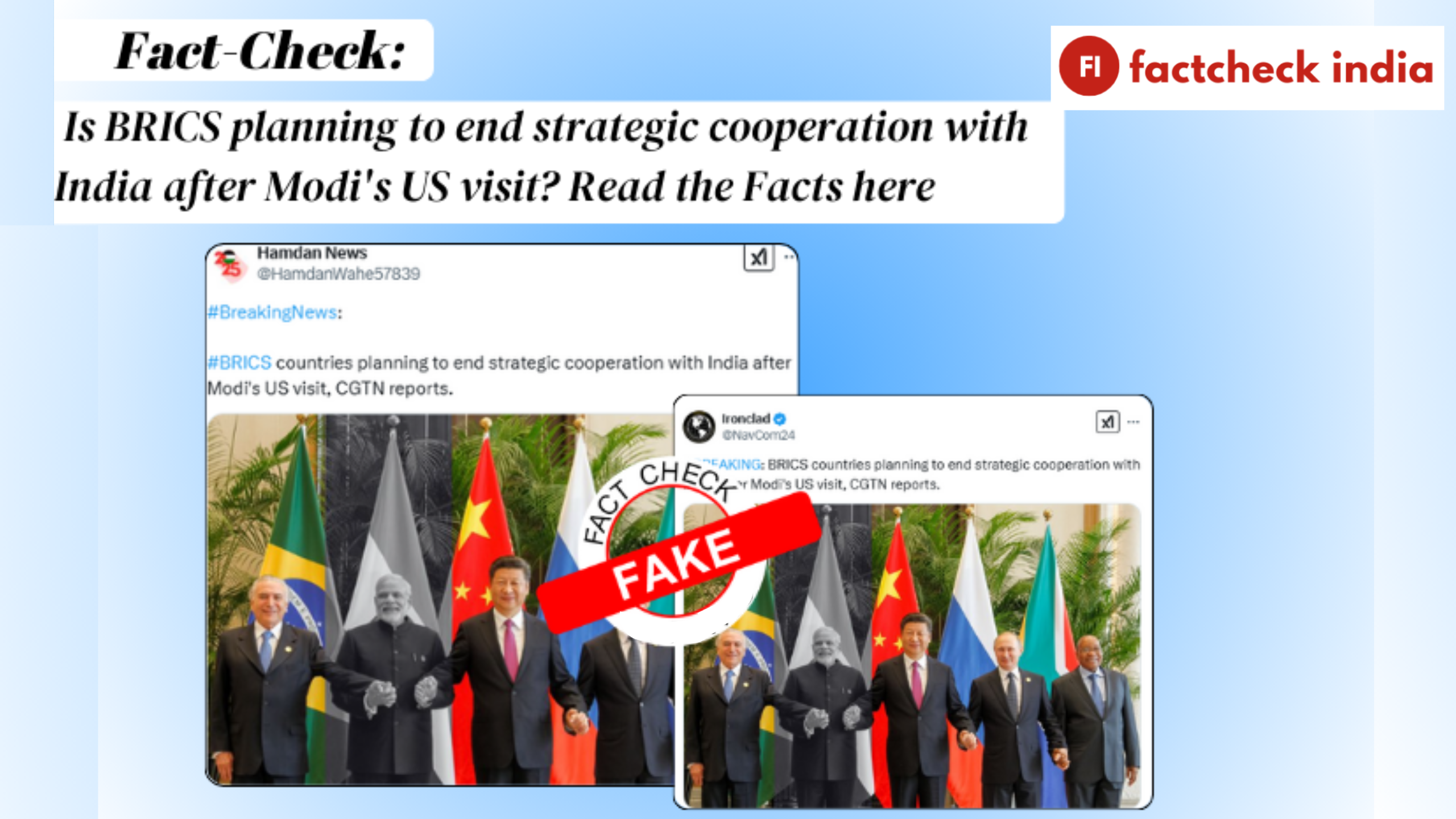 FACT CHECK: BRICS is NOT Ending Strategic Cooperation with India After Modi’s US Visit