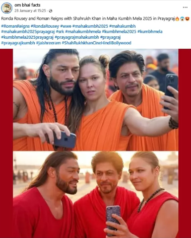 FACT CHECK: Are Viral Photos of Shah Rukh Khan with WWE Wrestlers at Maha Kumbh 2025 Real?