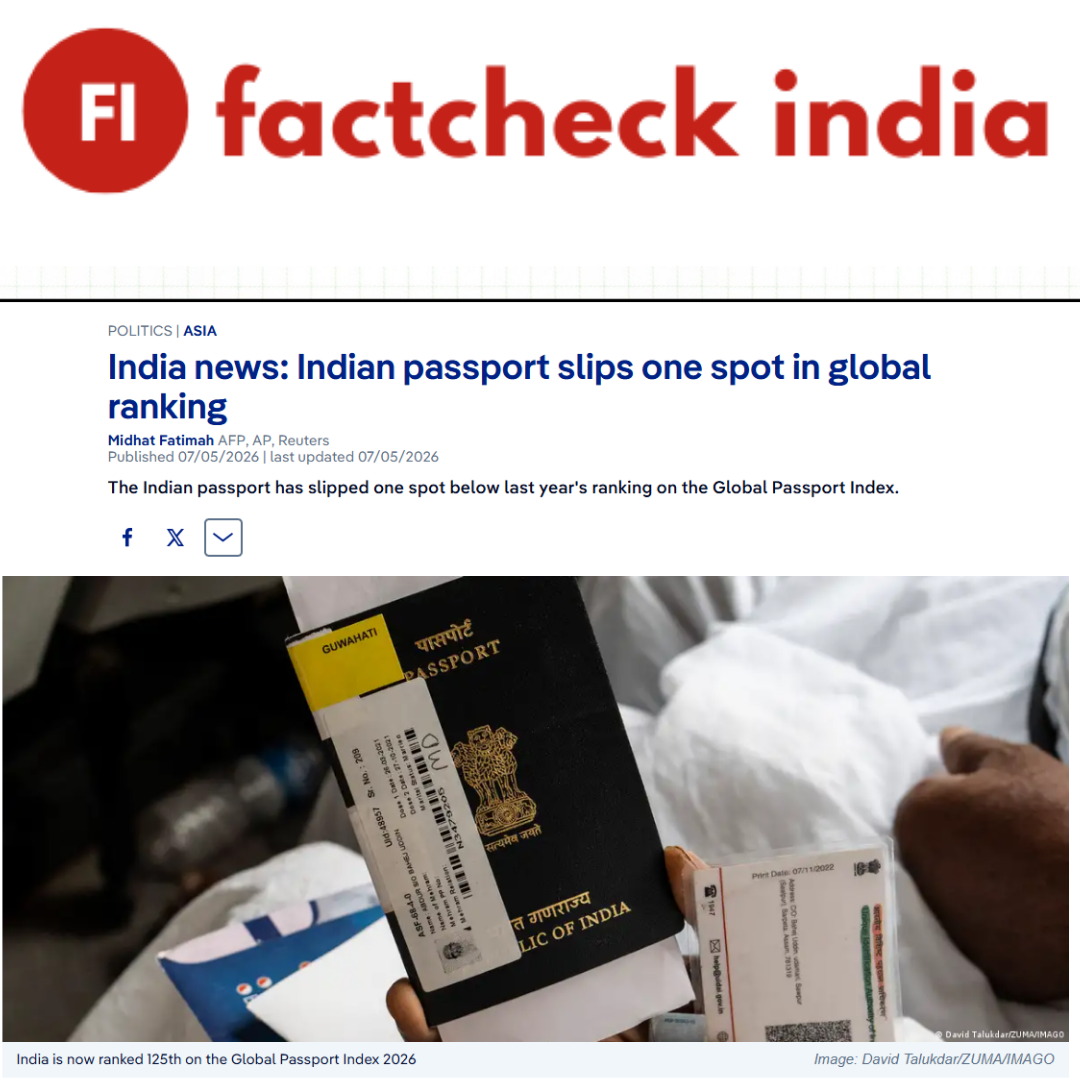 FactCheck India: Claim that India’s passport ranking fell from 76th in 2014 to 125th in 2026 is misleading